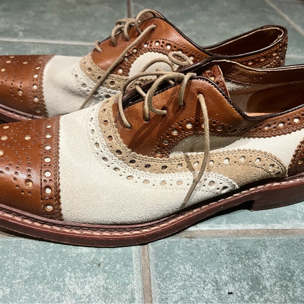 Men's Brown and Cream Brogue Shoes